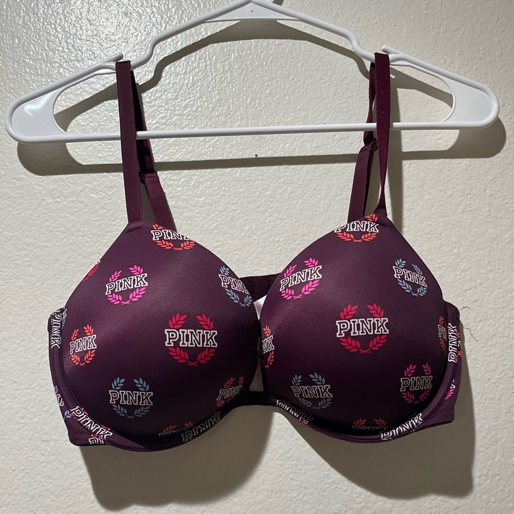 PINK logo tshirt push up bra